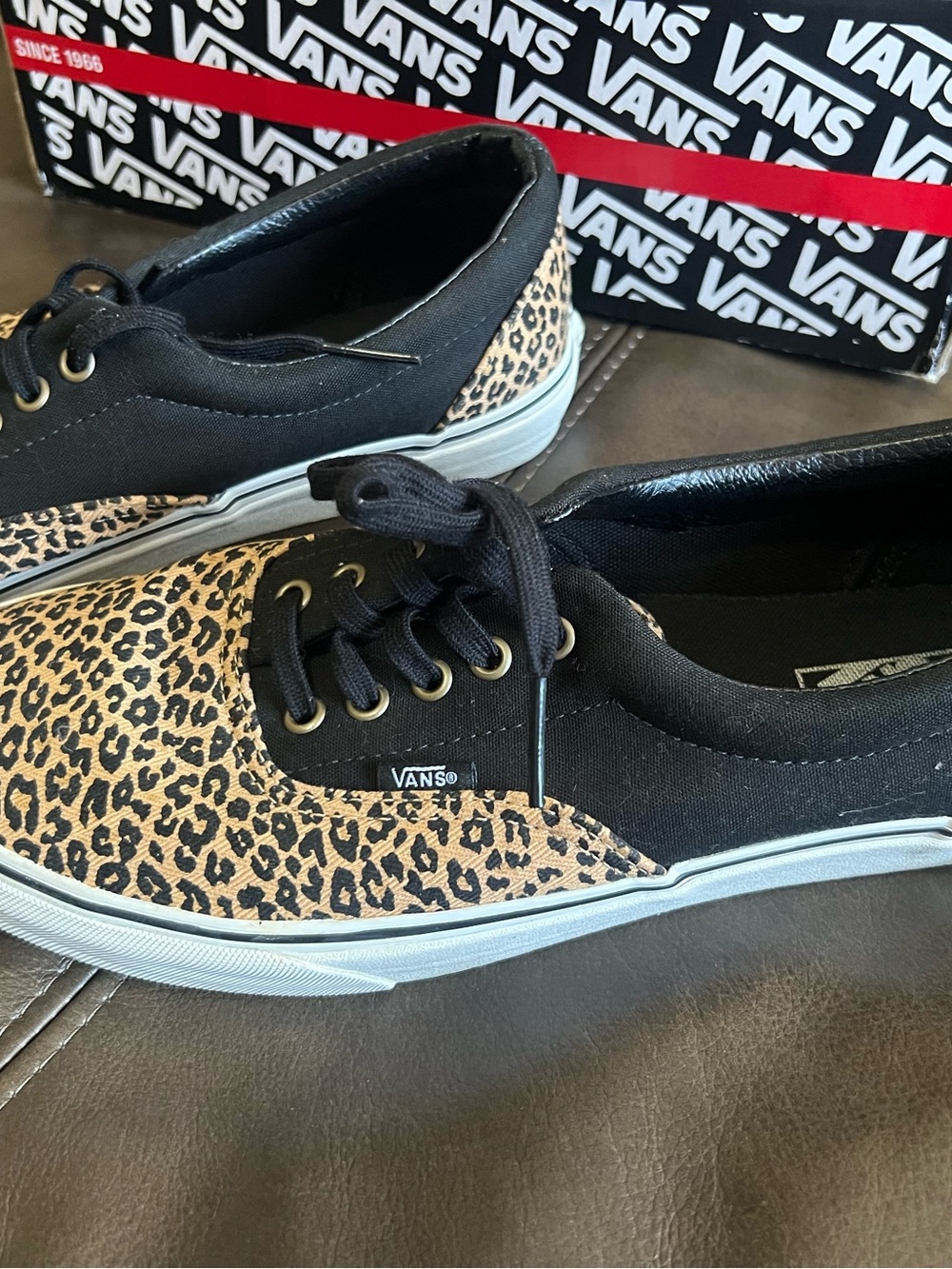 Vans Leopard Canvas Low-Top Sneakers - Black/Tan